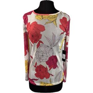 NEW‎ Liv by Habitat Clothes Sheer Floral Top Women Size S Pink Boho Layer Travel